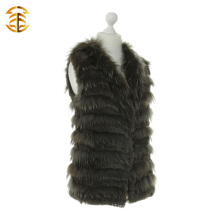 Genuine Women Classic Style Knitted Rabbit Fur and Raccoon Fur Vest